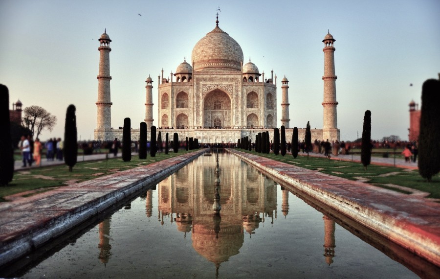 Taj Mahal is a mausoleum-mosque located in Agra, India